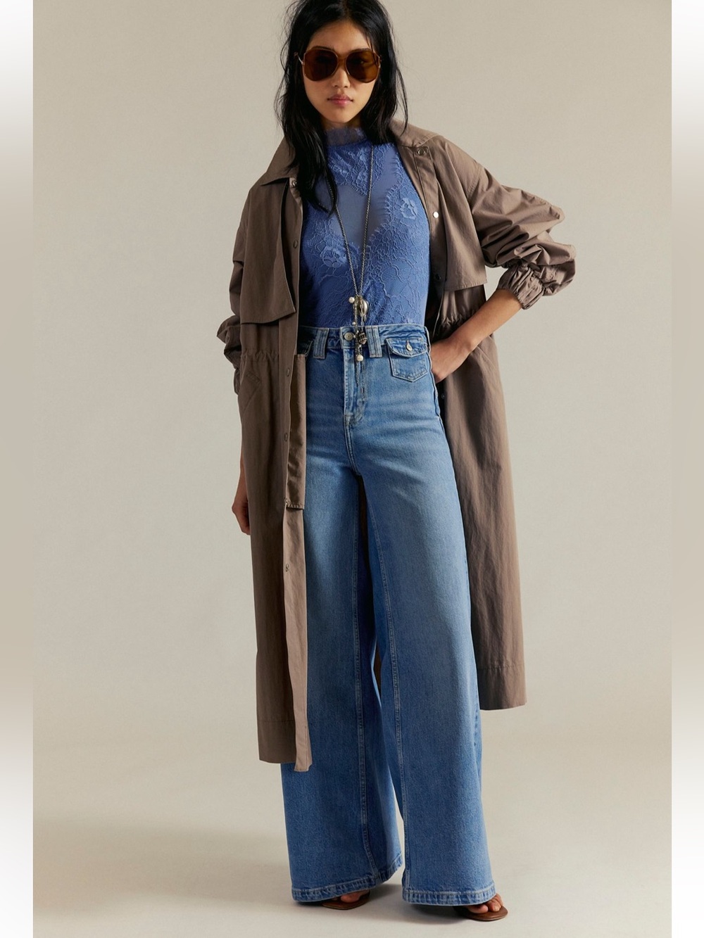 NWT FREE PEOPLE WE THE FREE KELLEE HIGH RISE PALAZZO JEANS